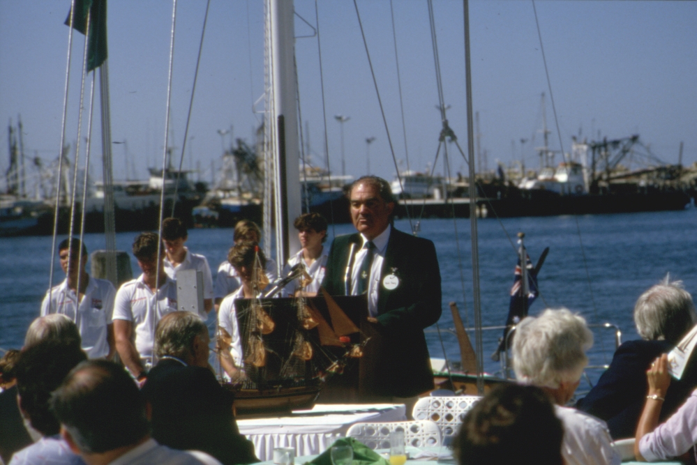 Photo Kevin Parry at the launch December 1985